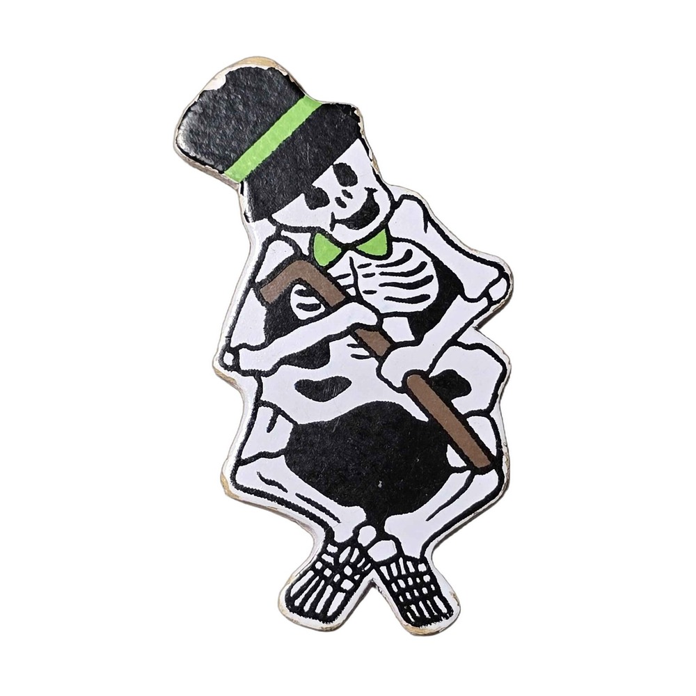 Vintage Dashing Skeleton With Top Hat And Cane Lapel Vest Hat Pin K18